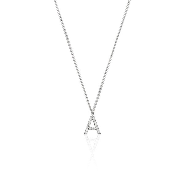 18 carat white gold diamond initial pendant